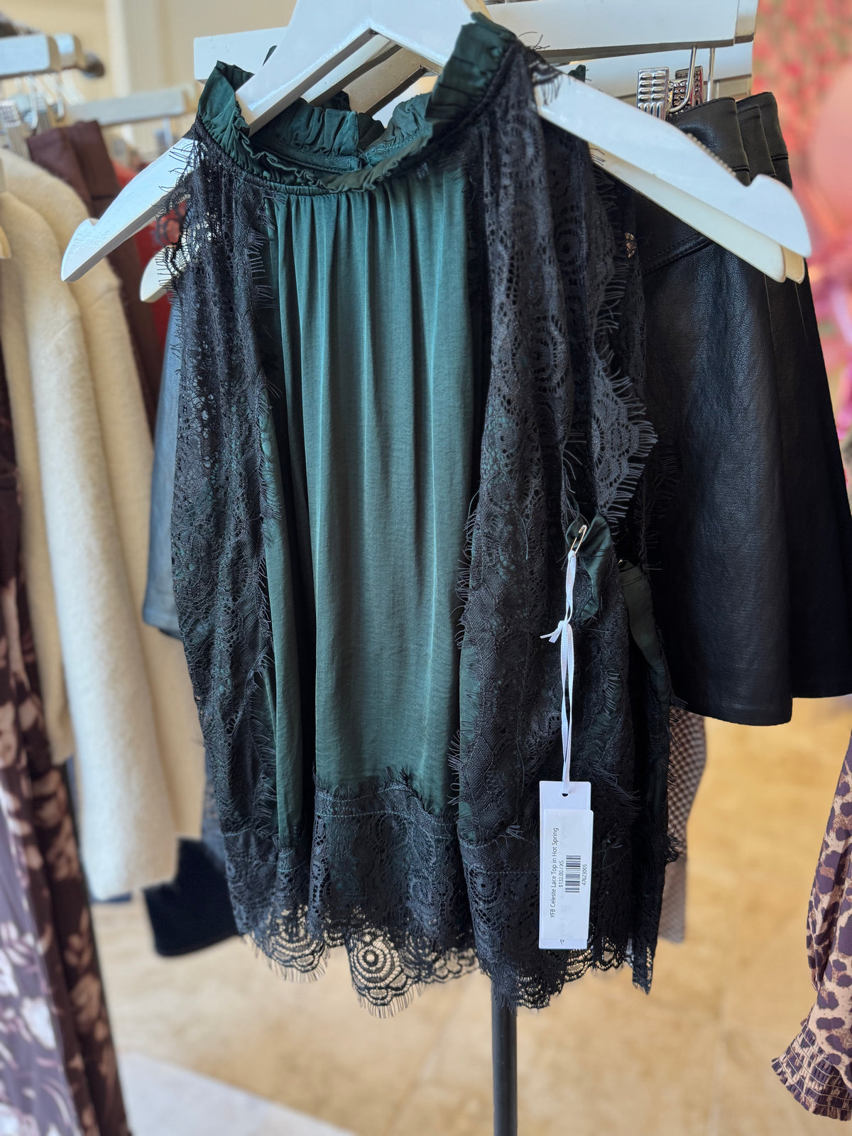 YFB Celeste Lace Top in Hot Spring